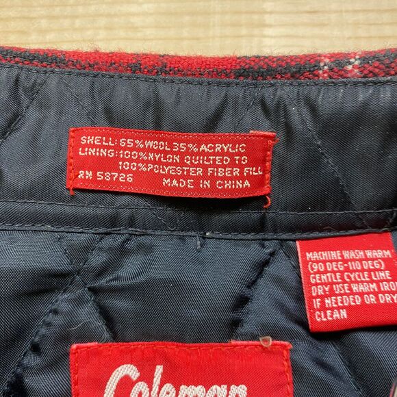 Vintage Coleman Shirt Medium Red Black Wool Blend Button Up Jac Jacket Plaid - Picture 9 of 14